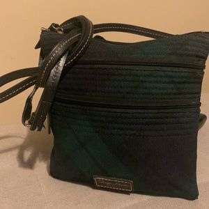 Dooney & Bourke Triple Zipper Navy Tartan Crossbody